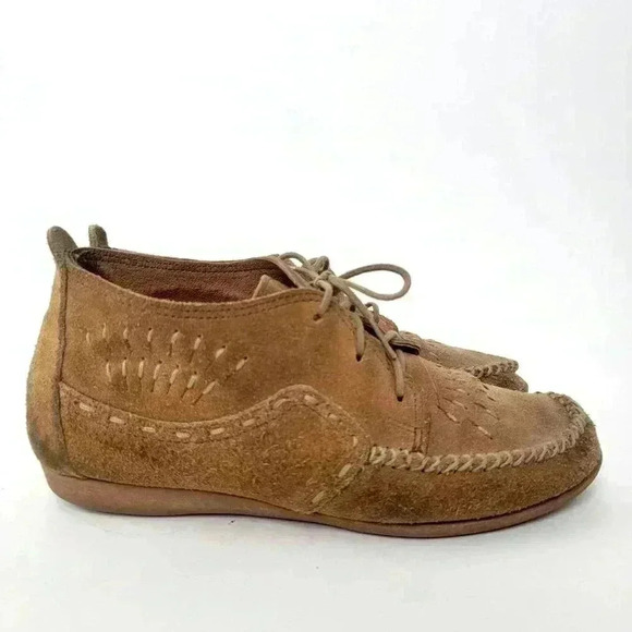 Minnetonka Brown Suede Ankle Moccassin Booties - 7.5 - Picture 3 of 9